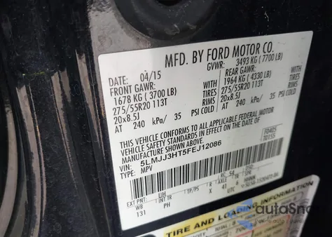 2015 Lincoln Navigator L from USA, damaged, VIN 5LMJJ3HT5FEJ12086